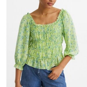 Juniors' SO blouse Mesh Gathered Ruffled Top
MEDIUM, Lemon Blue- NEW-cropped